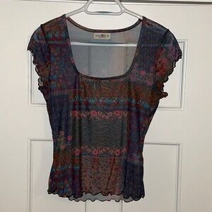NATURAL LIFE Devon Mesh Short Sleeve Top - Vintage Patchwork